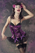Beautiful Vietnamese girl dressed in oriental pin up style