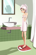 Girl on weight scale