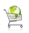 Green globe in shopping cart for your design