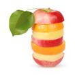 Cheerful mixed fruits with leaves