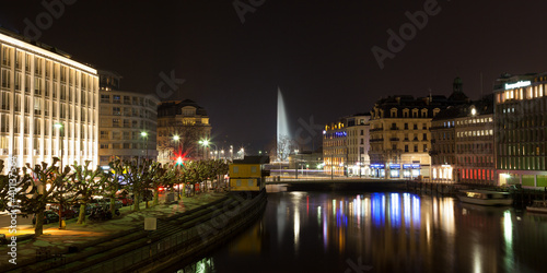 Photo: Geneva skyline by night in Switzerland Geneva skyline by night in Switzerland