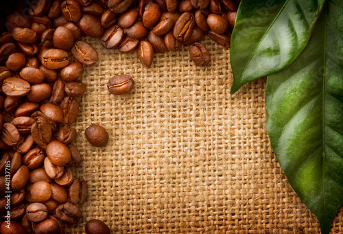 Photo: Coffee Border design. Coffee Beans and Leaves Coffee Border design. Coffee Beans and Leaves