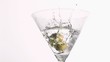 Olive skewer falling in super slow motion Olive skewer falling in super slow motion
