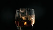 Ice cube falling in super slow motion in whiskey