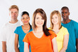 group of multicultural people on white background