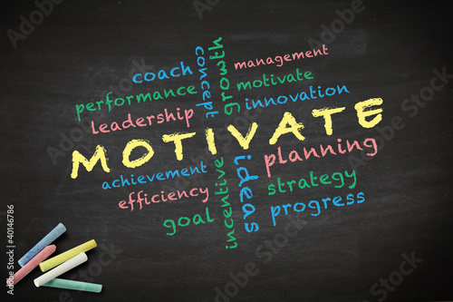 Photo: Motivate concept written on a blackboard Motivate concept written on a blackboard