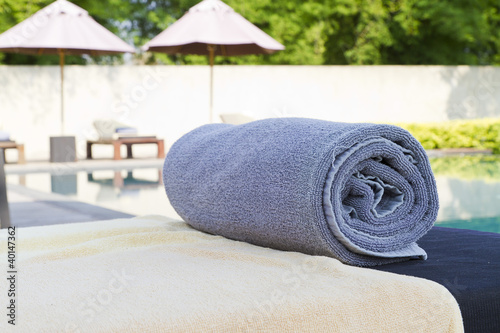 Photo: towel and pool towel and pool