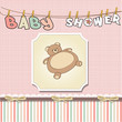 baby shower girl card with teddy bear toy