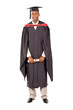 african american male graduate full length on white background