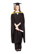 happy female university graduate full length portrait