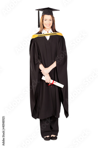 Photo: happy female university graduate full length portrait happy female university graduate full length portrait