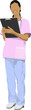 Nurse woman with white doctor`s smock. Vector illustration