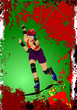 Roller skater illustration silhouette on a forest background