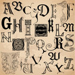 Vintage Alphabet - hand drawn in vector - High Quality