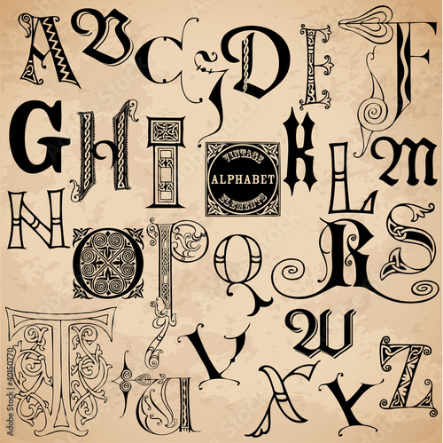 Vector: Vintage Alphabet - hand drawn in vector - High Quality Vintage Alphabet - hand drawn in vector - High Quality