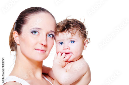 Photo: Curly baby and mother Curly baby and mother