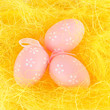 Easter eggs in the yellow nest Easter eggs in the yellow nest