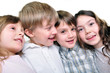 happy children friends hugging together