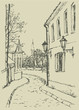 Vector landscape. The narrow streets of old town Vector landscape. The narrow streets of old town