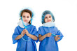 twins doctors with medical equipment