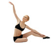 young woman relax in black training suit young woman relax in black training suit