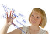 Businesswoman pressing business type of modern buttons with virt