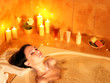 Woman take bubble bath. Woman take bubble bath.