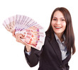 Photo: Woman with money. Russian rouble. Woman with money. Russian rouble.