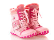 Children's pink boots,  isolated.