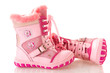 Children's pink boots,  isolated.