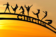 circus silhouettes and sign in sunset sky circus silhouettes and sign in sunset sky