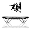 silhouette of three female gymnasts jumping on trampoline silhouette of three female gymnasts jumping on trampoline