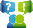 2 People Speech Bubbles Question & Answer Blue/Green