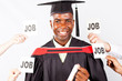 happy african graduate with job offers
