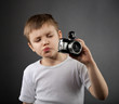 Little boy with old camera Little boy with old camera