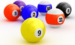 Colorful pool balls over white