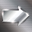 Arrow sign on a metal background.