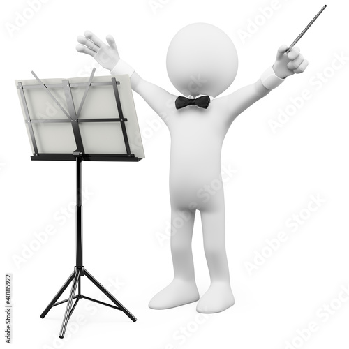 Illustration: 3D conductor leading the orchestra 3D conductor leading the orchestra