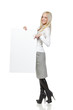 Full length of young female holding the blank board