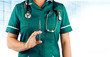 medical nurse holding injection needle