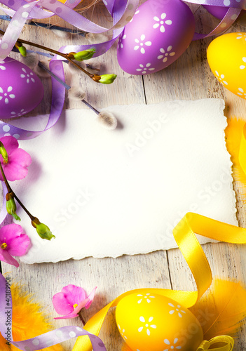 Photo: art Easter greeting card with Easter eggs art Easter greeting card with Easter eggs