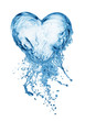 Heart from water splash with bubbles