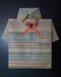 Gift wrapping as a shirt.