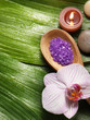 bowl of salt and orchid with stown bowl of salt and orchid with stown