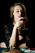 The beautiful girl with playing card
