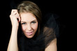 Portrait of the beautiful girl on a black
