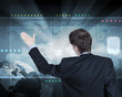 Businessman working with virtual computer screen
