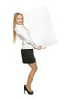 Full length of female holding the blank board