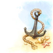 Illustration: Watercolor illustration of anchor and shell Watercolor illustration of anchor and shell
