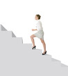 Jeune femme montant des escaliers